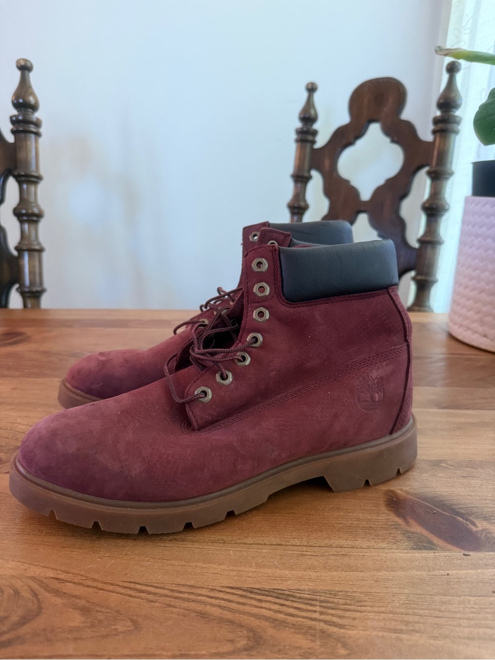 Timberland Men's Burgundy Nubuck Lace-Up Work Boots sz 9